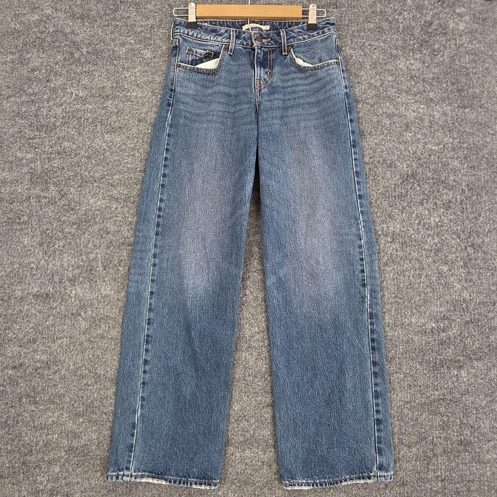 Levis Jeans 25 Low Loose Relaxed Wide Leg Medium Wash Blue Denim Baggy Casual